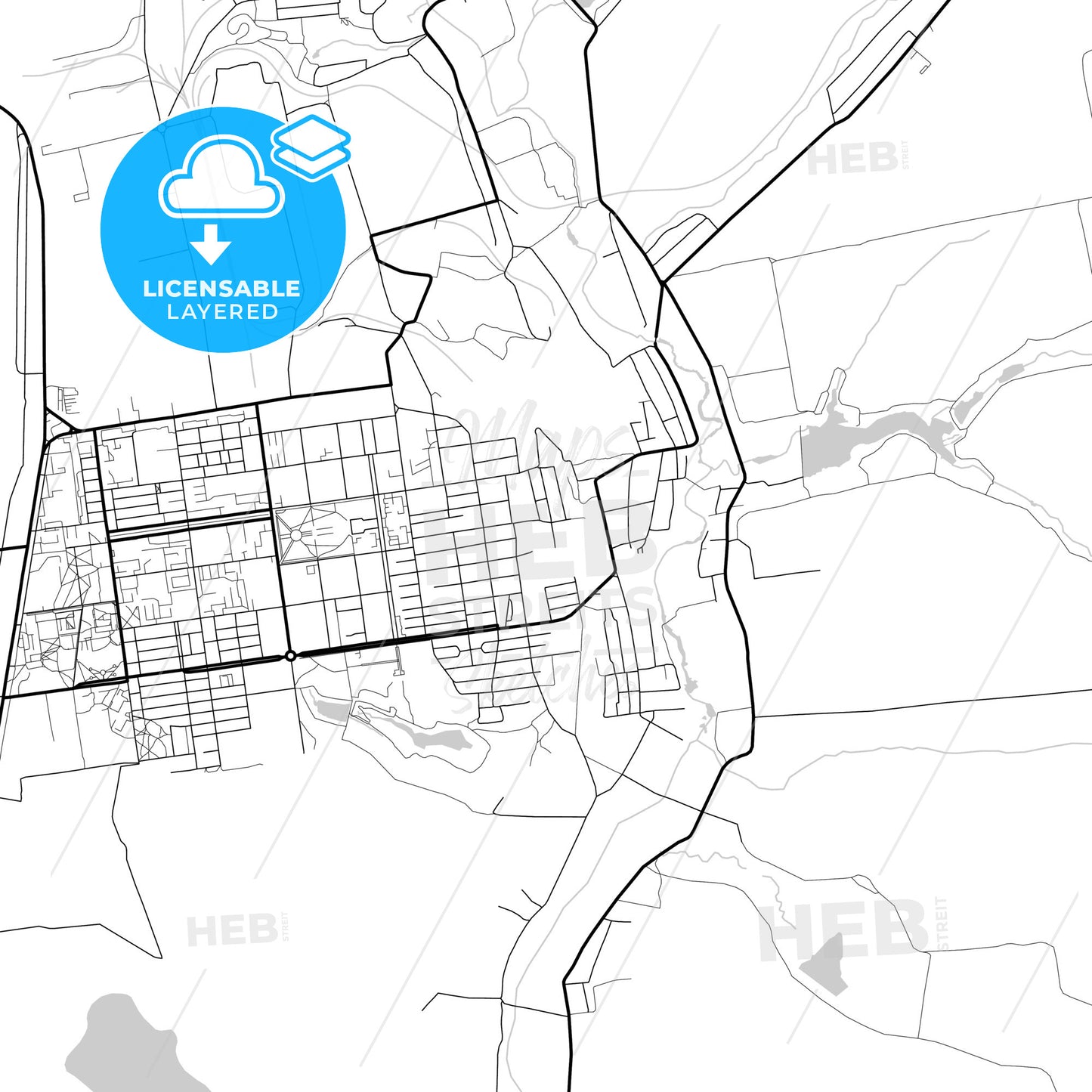 Layered PDF map of Zhovti Vody, Dnipropetrovsk Oblast, Ukraine