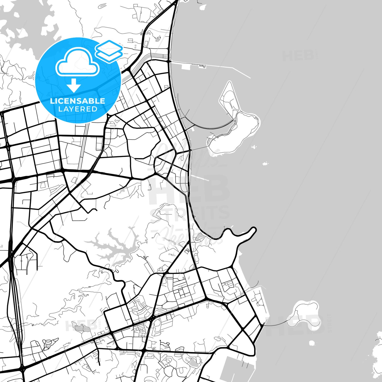 Layered PDF map of Zhuhai, Guangdong, China