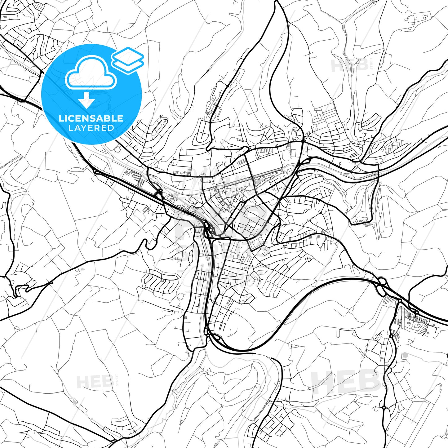 Layered PDF map of Zweibrucken, Rheinland-Pfalz, Germany