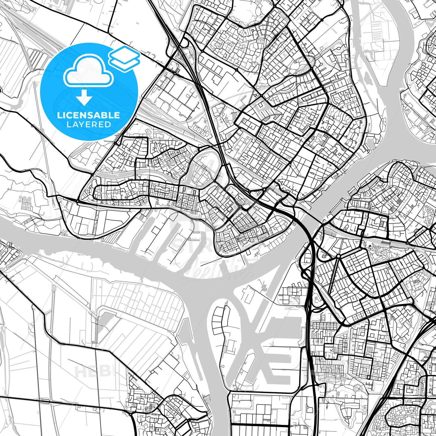 Layered PDF map of Zwijndrecht, South Holland, Netherlands