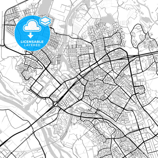 Layered PDF map of Zwolle, Overijssel, Netherlands