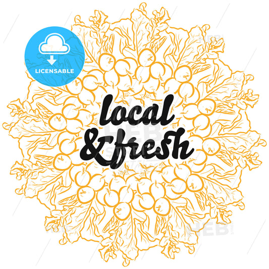 local &amp; fresh sign on background of Radishes – instant download