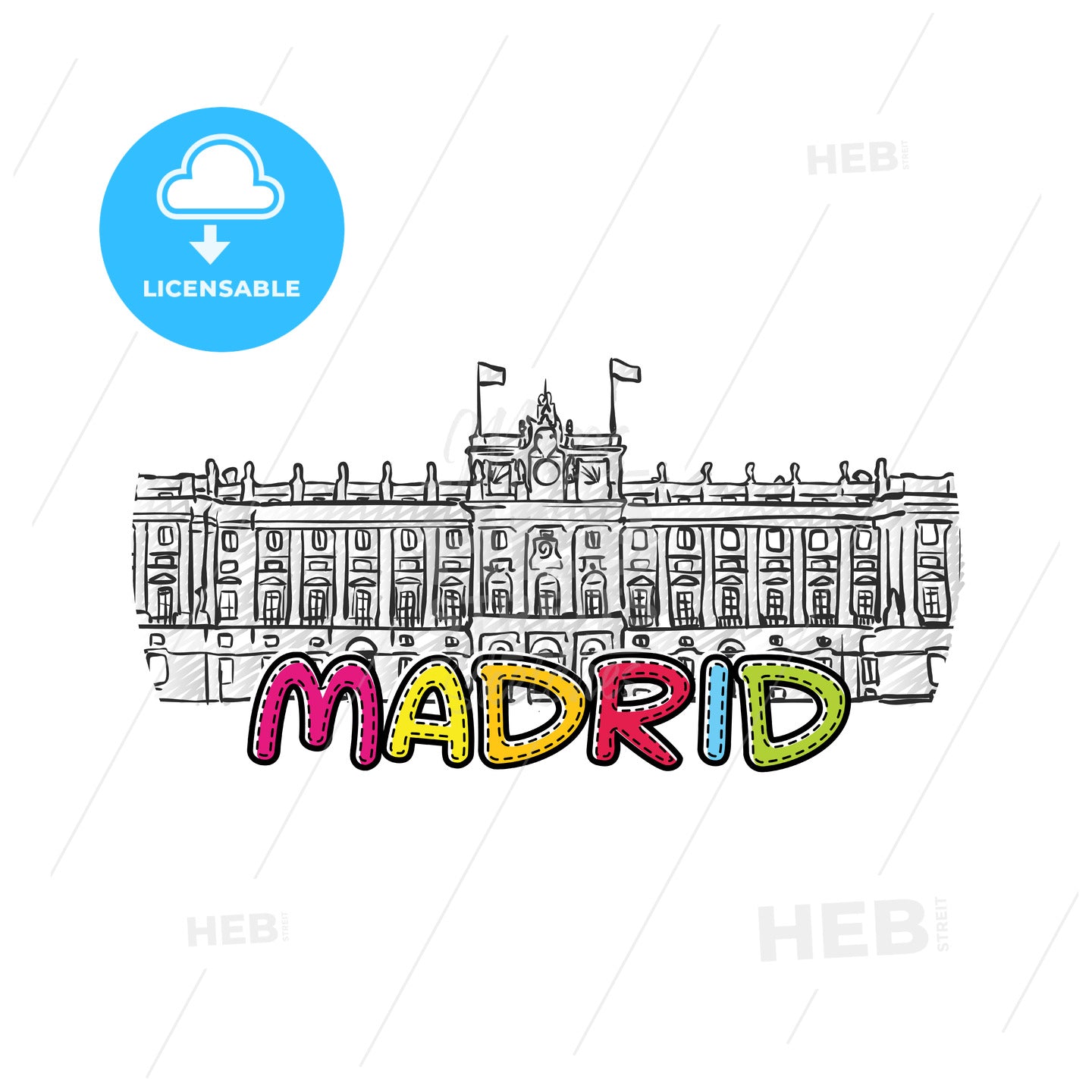 madrid beautiful sketched icon – instant download