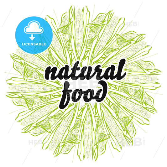 natural food sign on background of Corncob – instant download