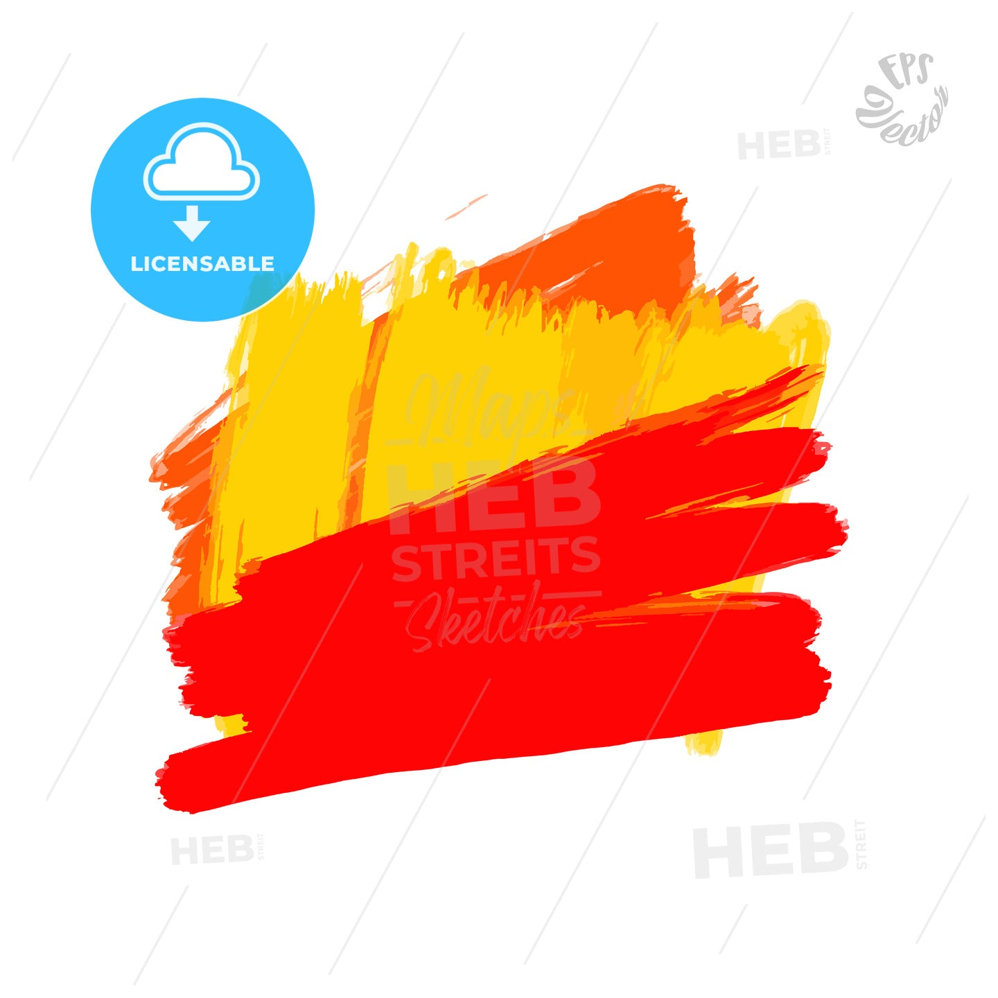 red paint stroke with yellow on white – instant download