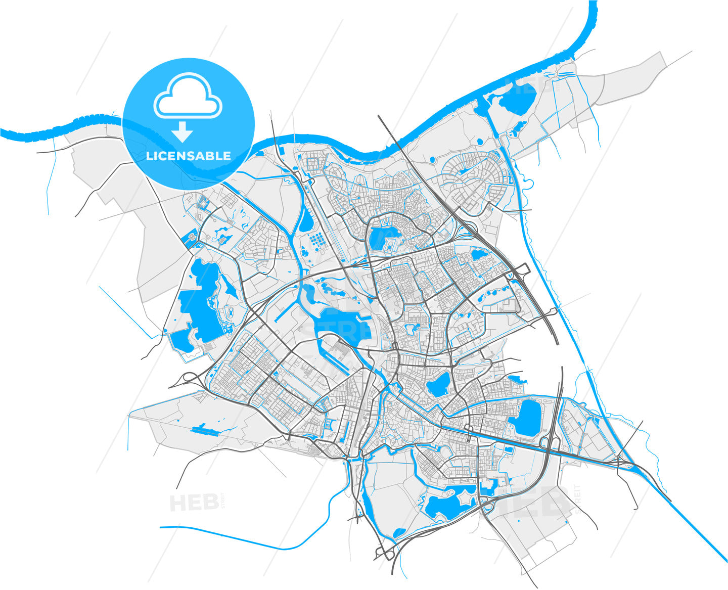 s-Hertogenbosch, North Brabant, Netherlands, high quality vector map