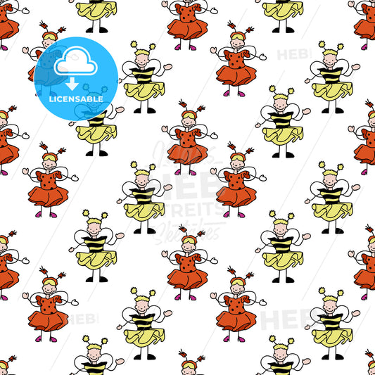seamless kids doodles, bee and strawberry – instant download