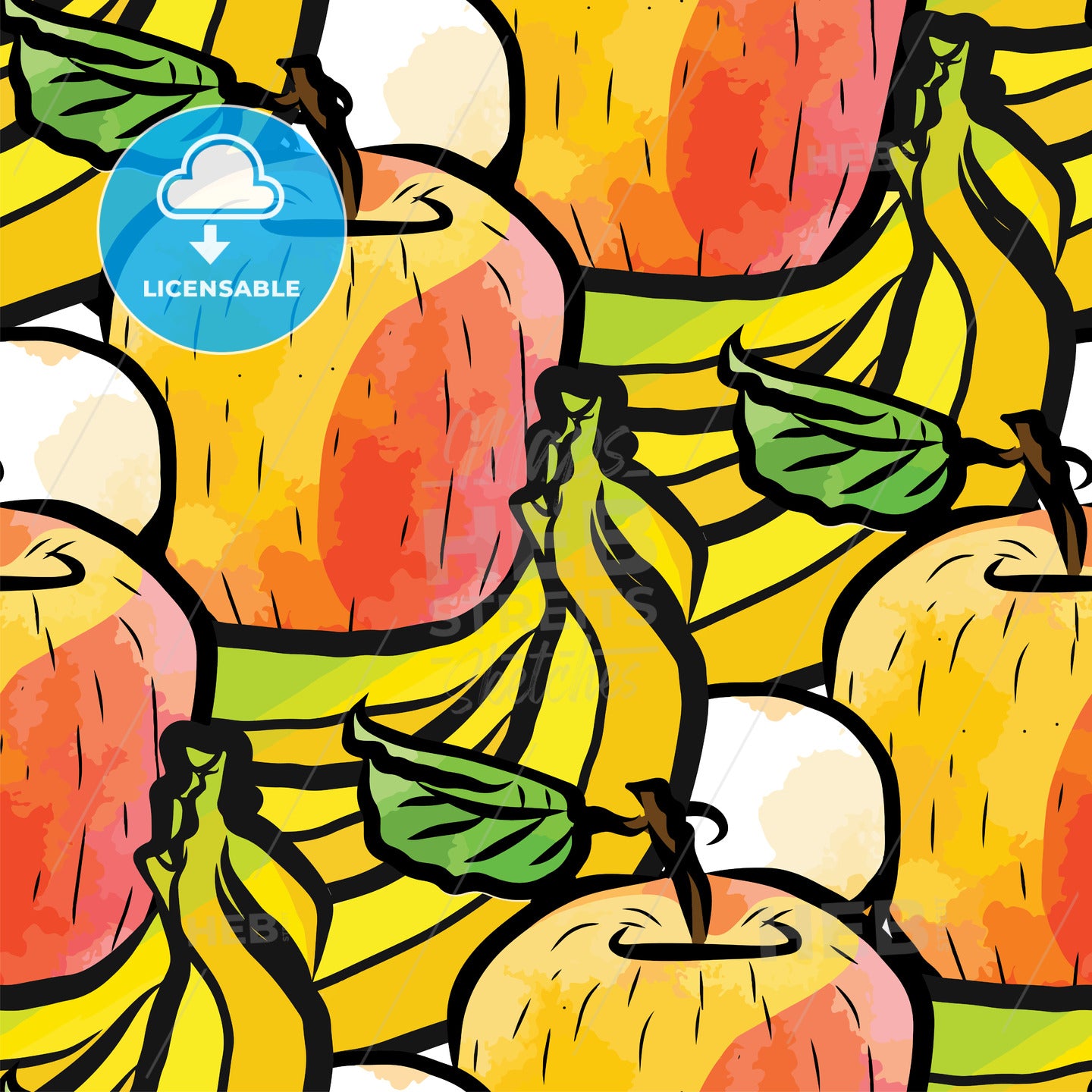 seamless pattern of bananas and apples – instant download