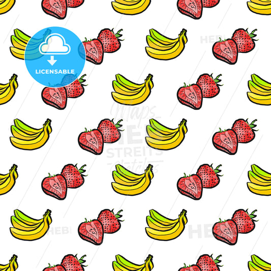 seamless pattern of bananas and strawberries – instant download