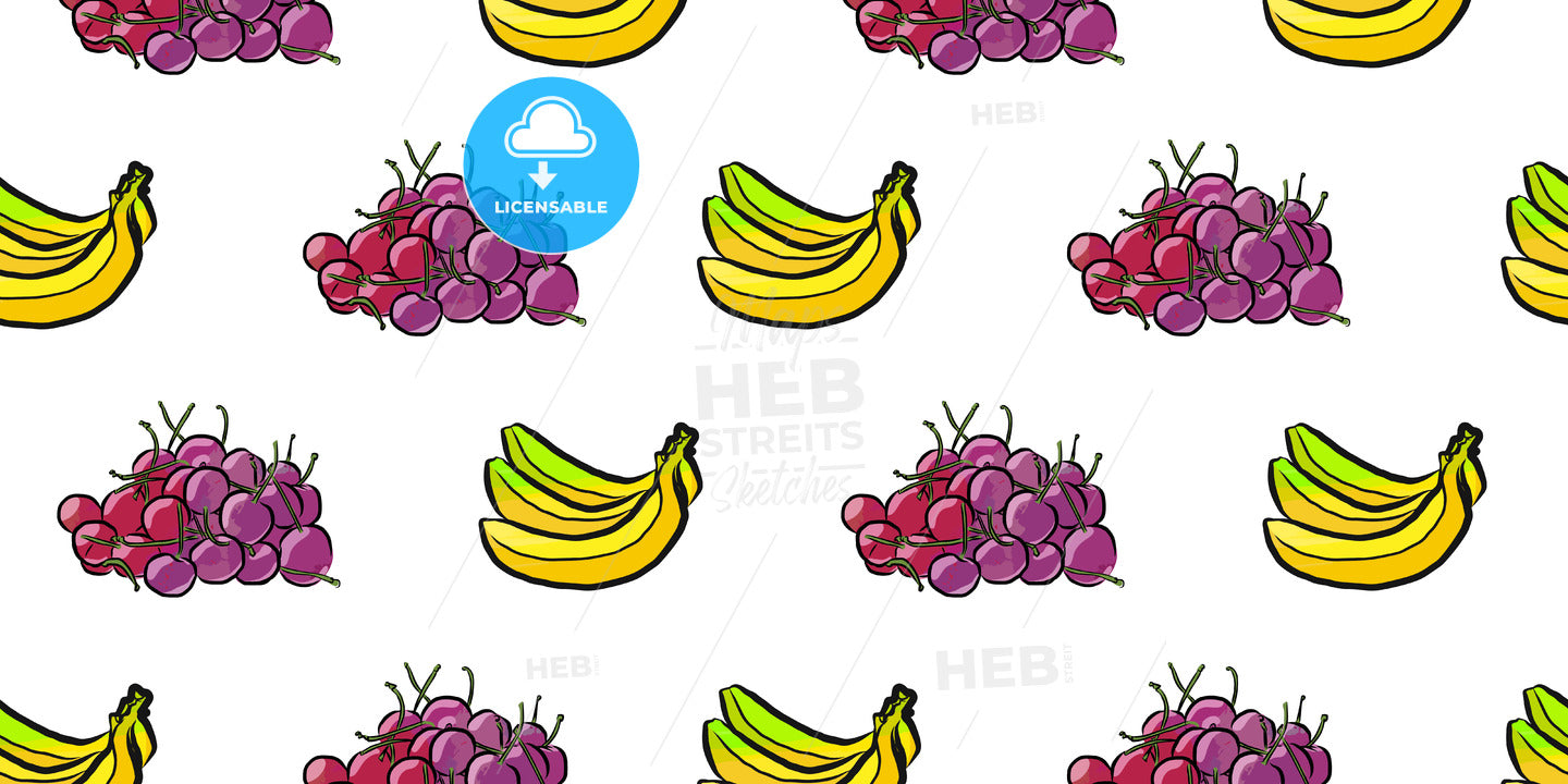 seamless pattern of cherries and bananas – instant download