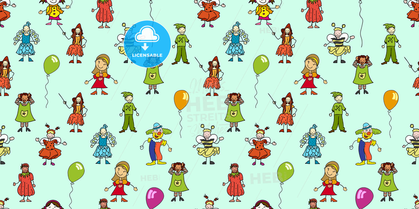 seamless pattern of kindergarten kids doodles – instant download