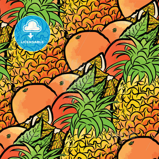 seamless pattern of pineapples and oranges – instant download