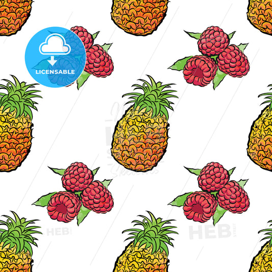 seamless pattern of pineapples and raspberries – instant download