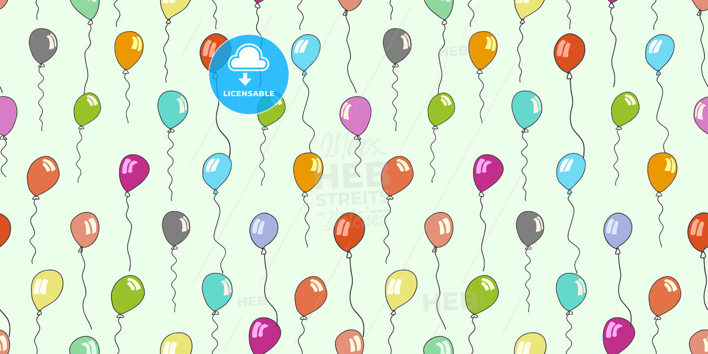 seamless pattern of sketched balloons on green – instant download