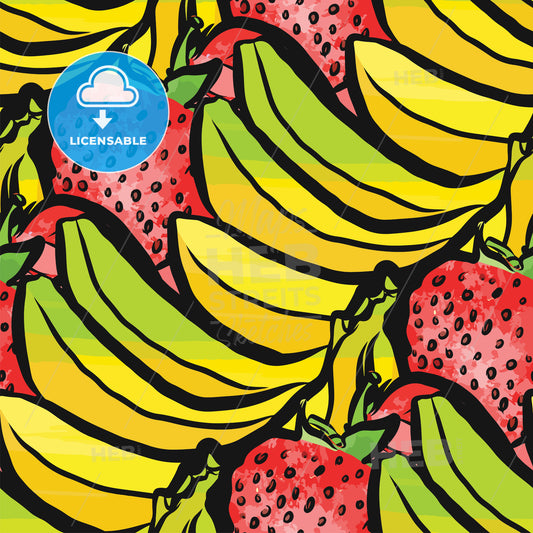seamless pattern of strawberries and bananas – instant download