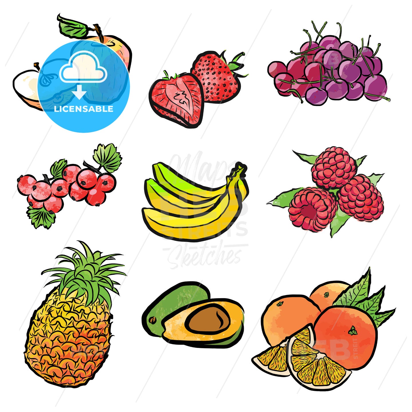 seamless pattern of various fruits – instant download