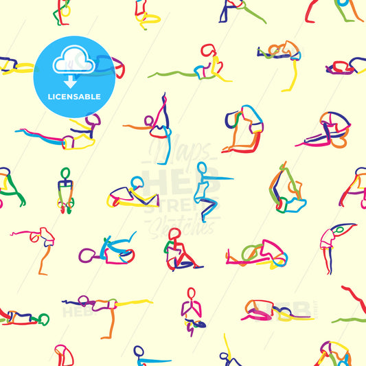 seamless pattern of yoga poses – instant download