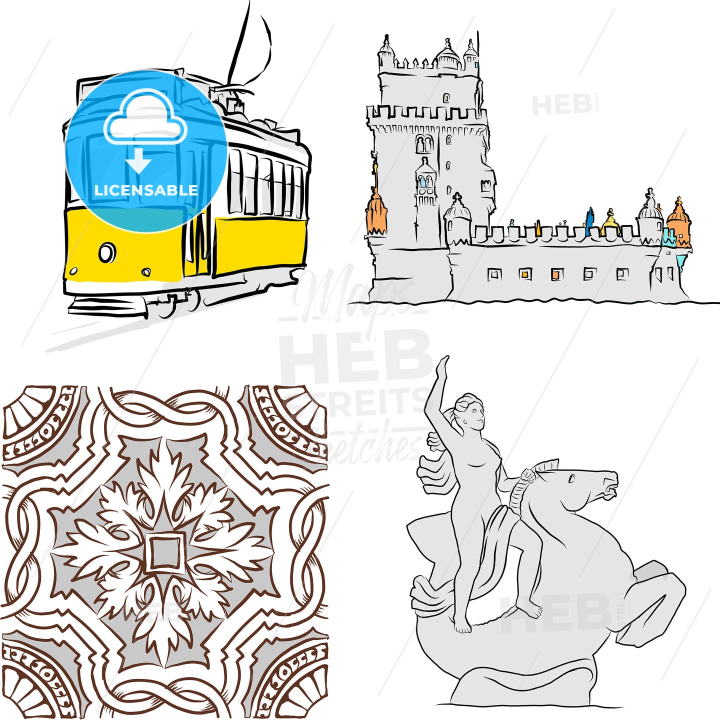 Set Of Lisbon Drawings