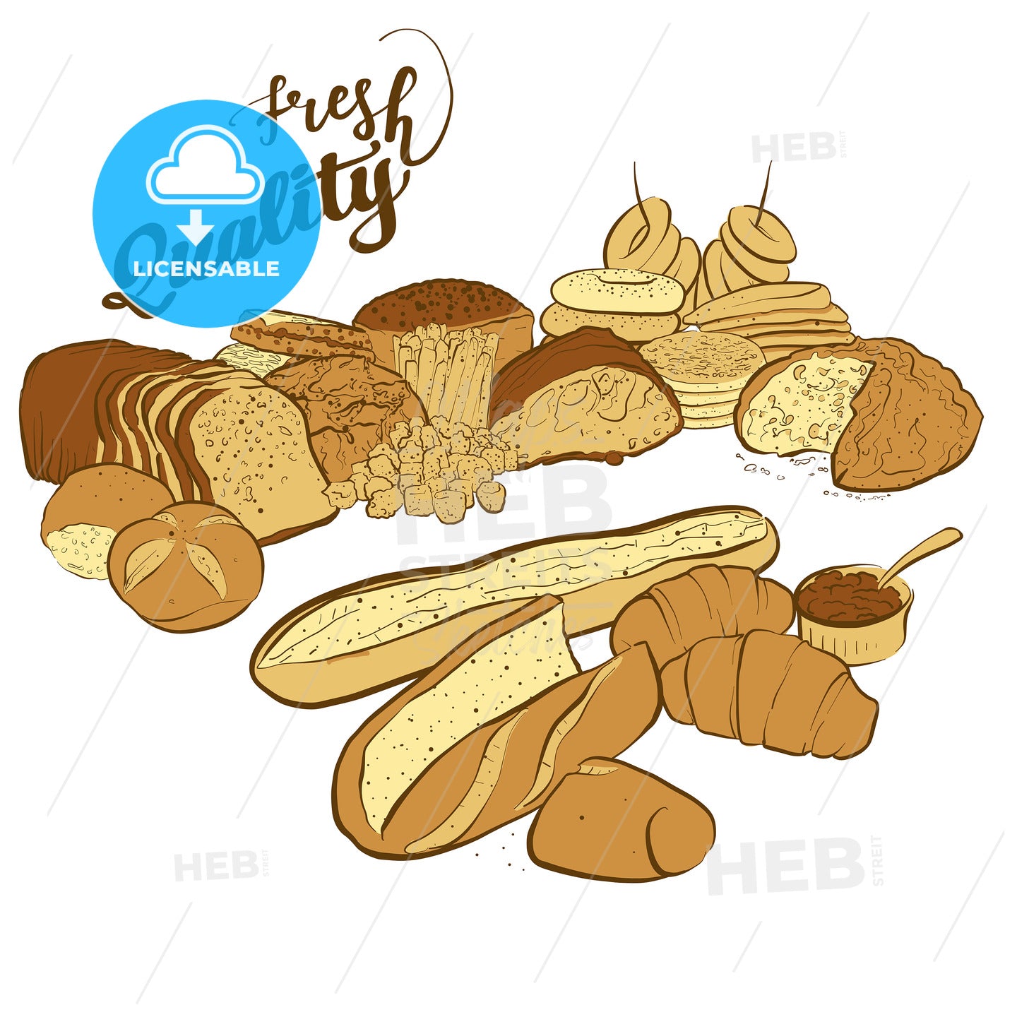 set of breads with fresh quality title – instant download