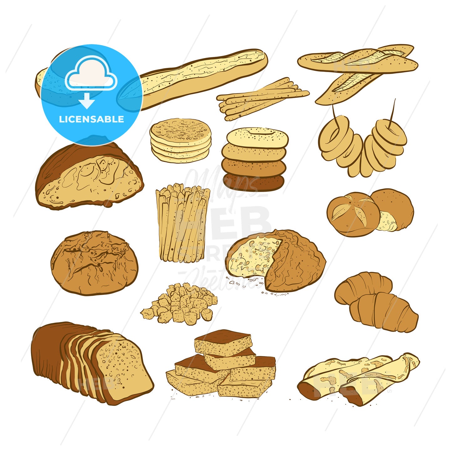 set of various colored breads – instant download