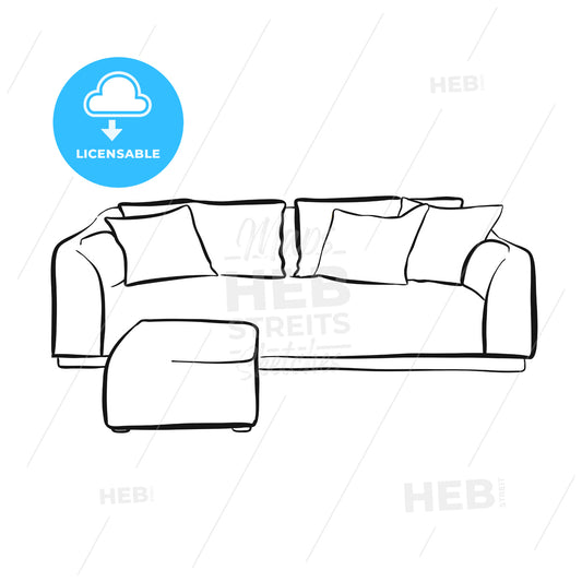 simple couch outline drawing – instant download