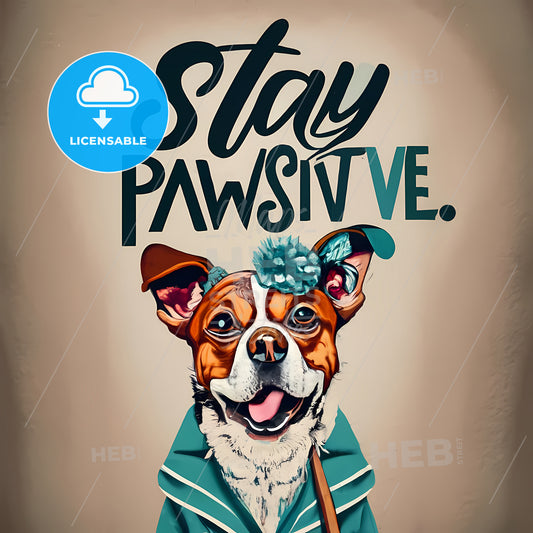 Stay Pawsitive - A Dog Wearing A Blue Jacket