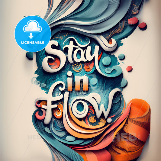 Stay In Flow - A Colorful Text With A Swirl Of Paint