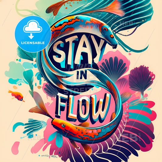 Stay In Flow - A Colorful Fish With Text