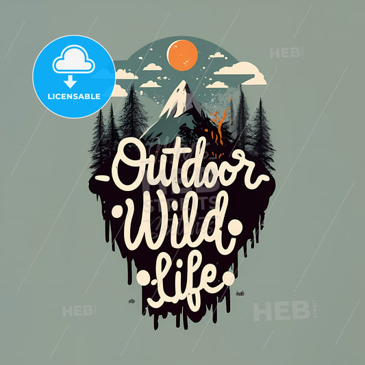 Outdoor Wildlife - A Logo With A Mountain And Trees