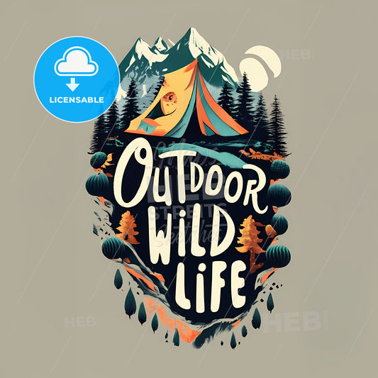 Outdoor Wildlife - A Logo With A Tent And Mountains