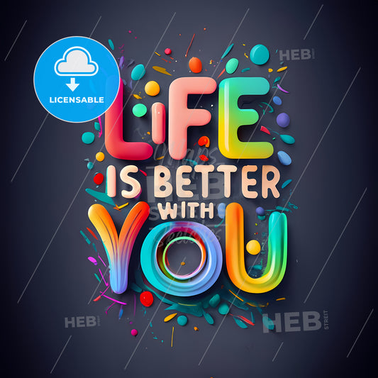 Life Is Better With You - A Colorful Text On A Black Background