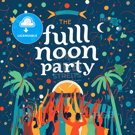 Full Moon Party - A Poster With A Group Of People Dancing