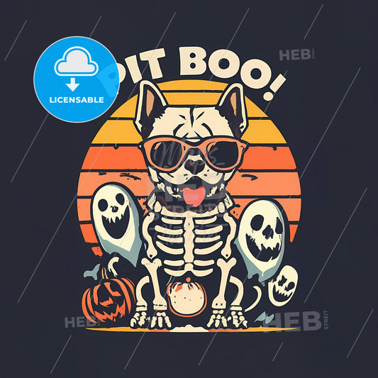 Pit Boo - A Dog Wearing Sunglasses And A Pumpkin And A Pumpkin