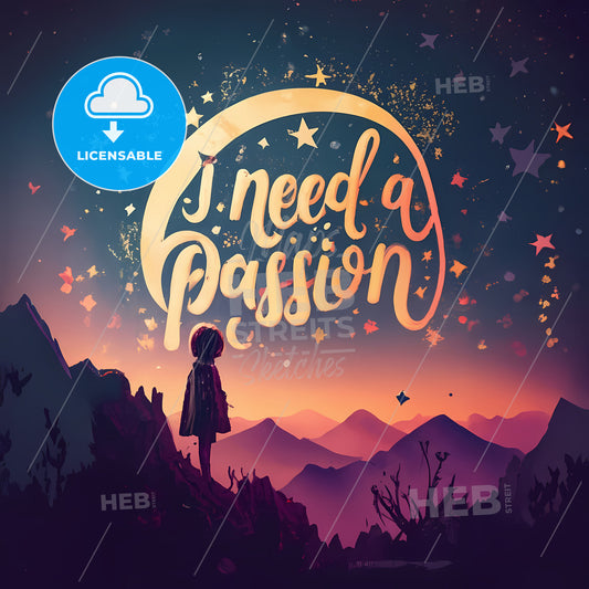 I Need A Passion - A Girl Standing On A Mountain Looking At A Moon And Stars