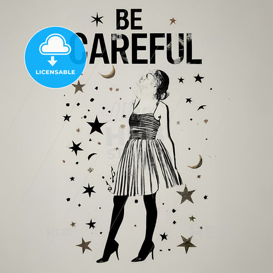 Be Careful - A Woman In A Dress And Stars