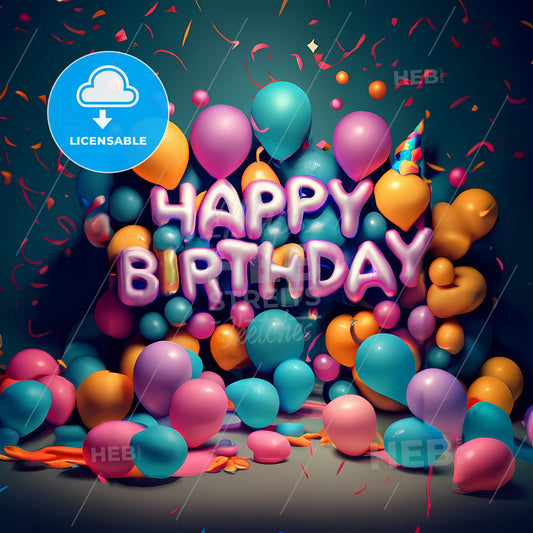 Happy Birthday - A Group Of Balloons And Confetti