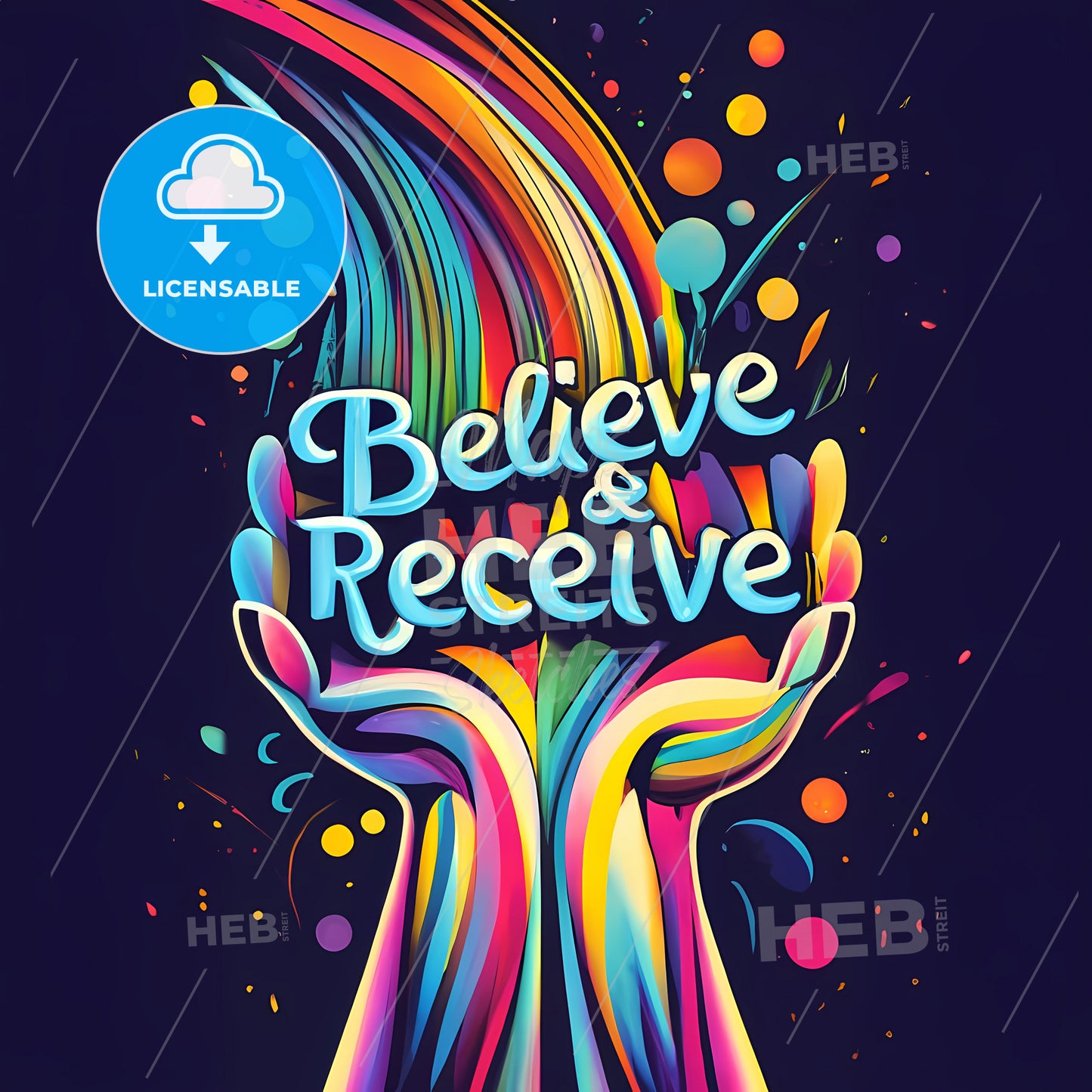 Believe Receive - A Colorful Hands Holding A Rainbow Of Colors