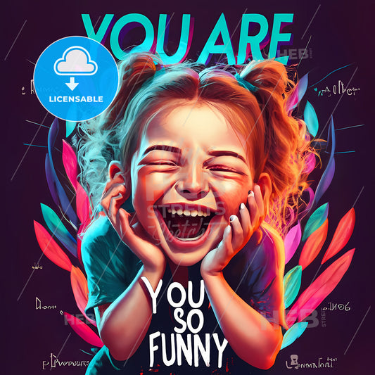 You Are So Funny - A Girl Laughing With Her Hands On Her Cheeks