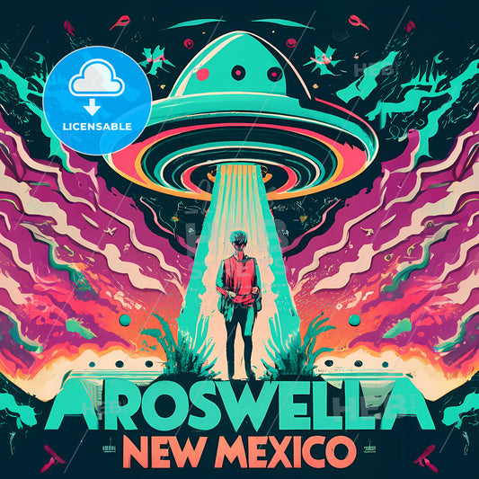 Rosewell, New Mexico - A Man Standing In Front Of A Ufo