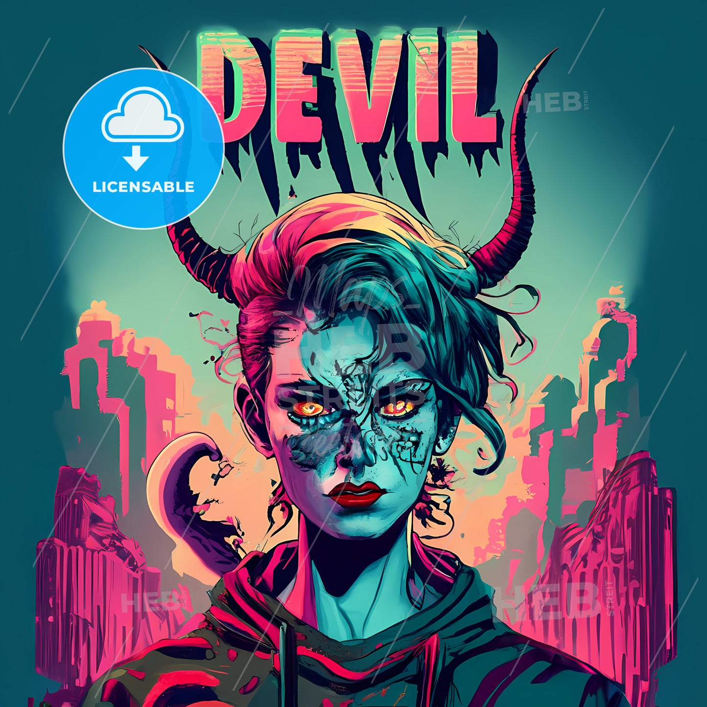 Devil - A Woman With Horns On Her Face