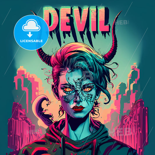 Devil - A Woman With Horns On Her Face