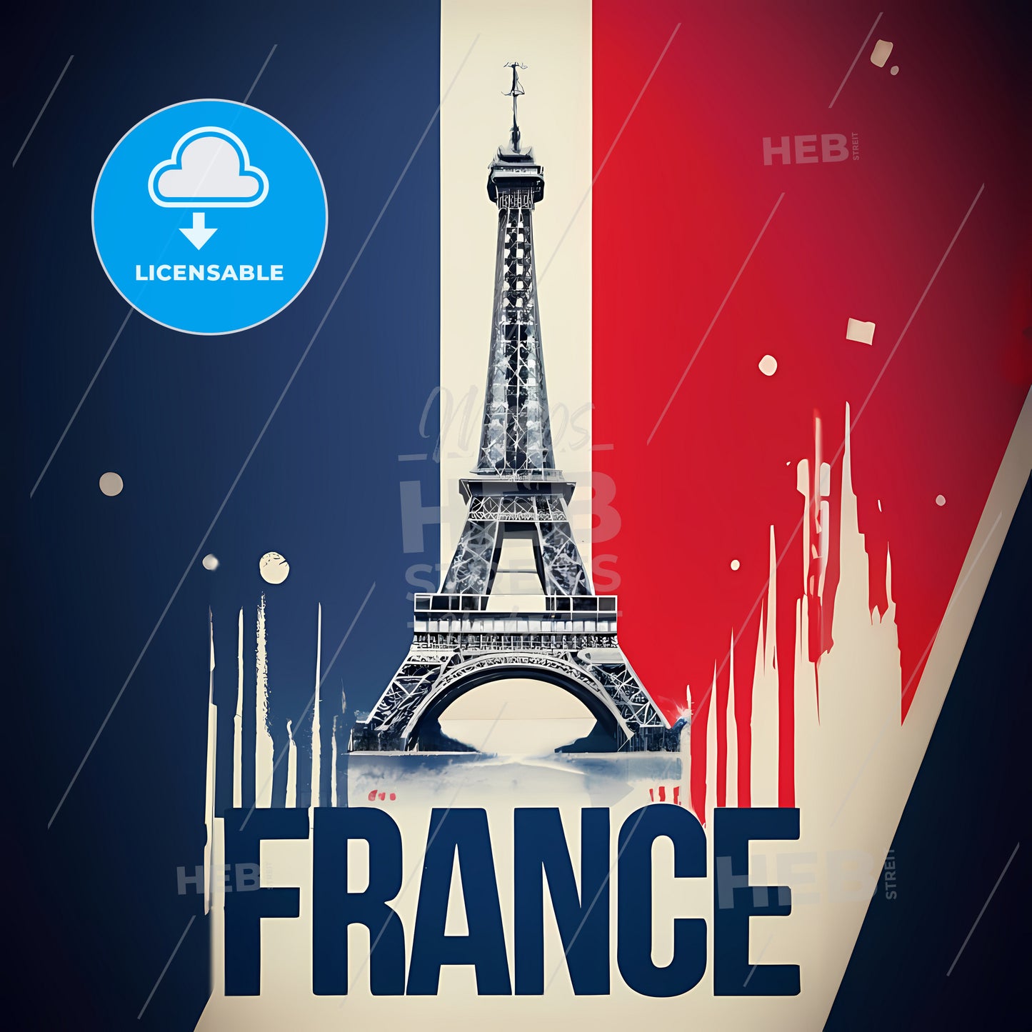 France - A Tower In Front Of A Flag