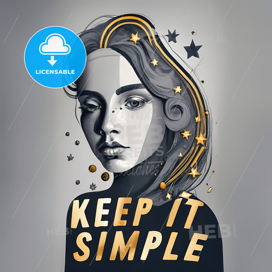 Keep It Simple - A Woman With Long Hair And Stars