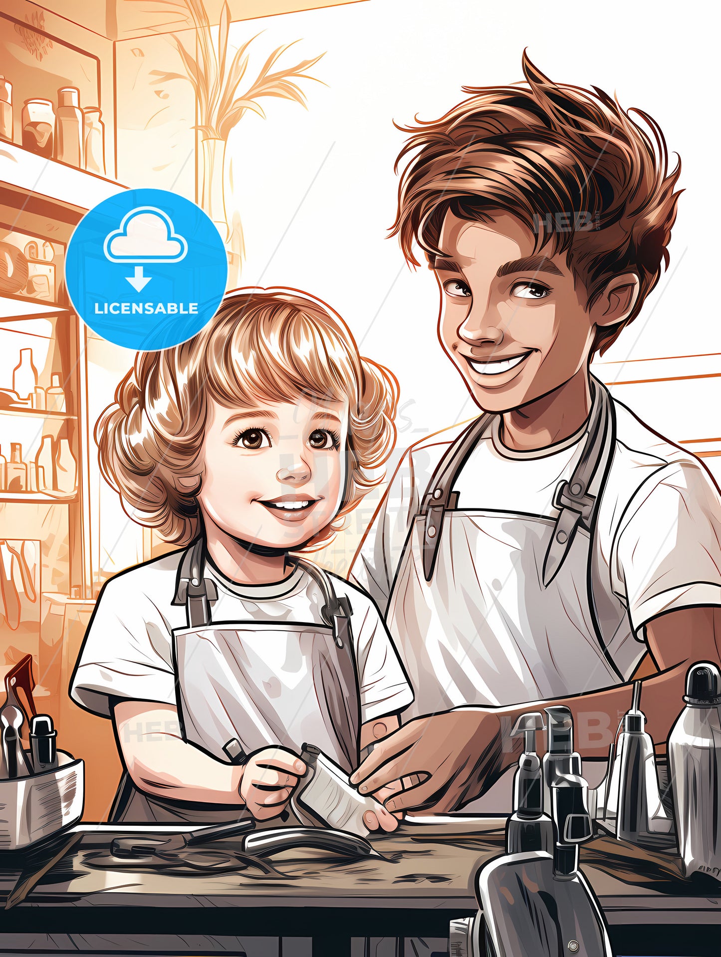 A Cartoon Of A Man And A Child