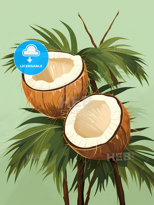 A Coconuts On A Tree