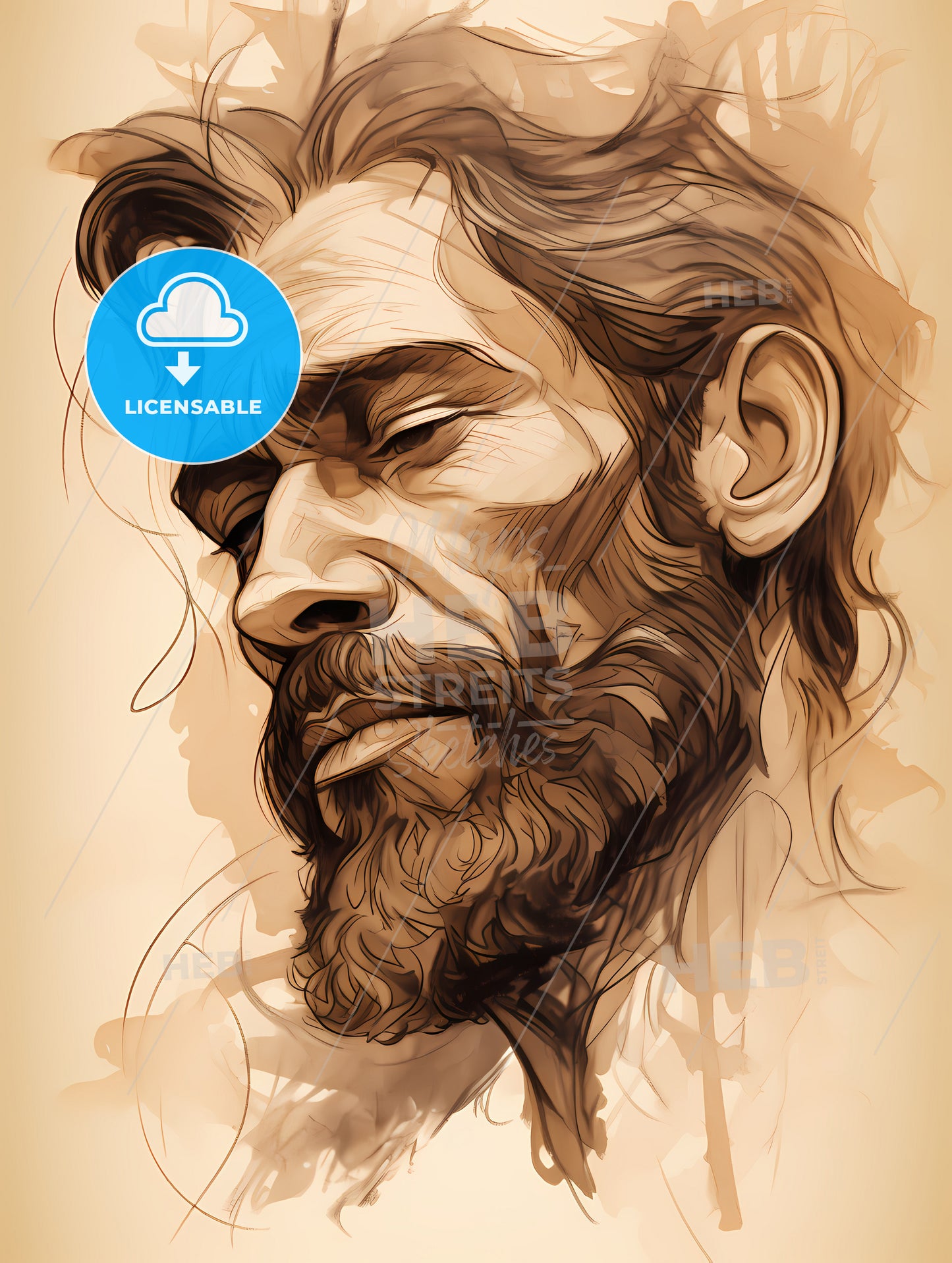 Noah - A Drawing Of A Man With A Beard