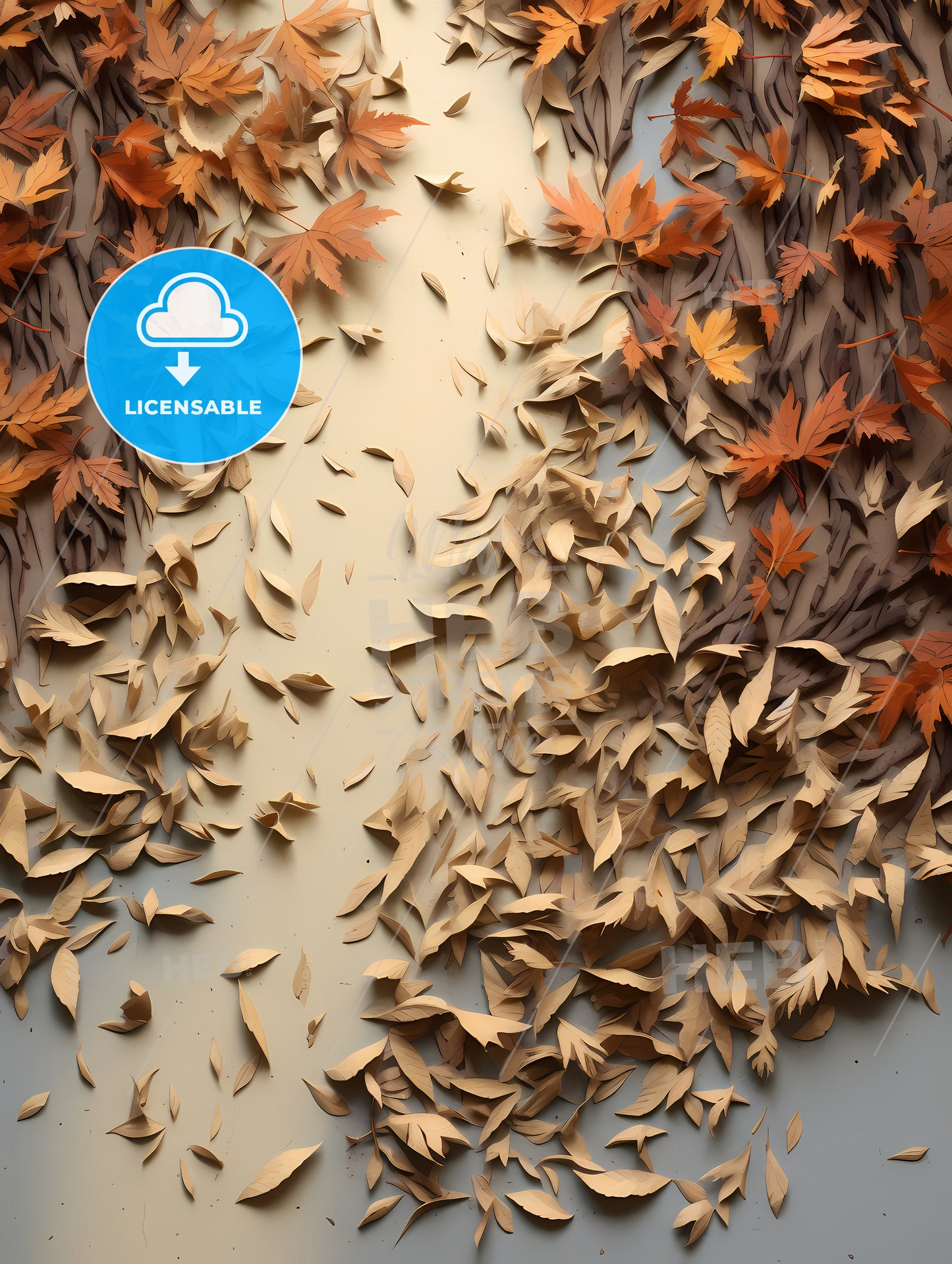 Autumn - A Group Of Brown Leaves On A White Surface