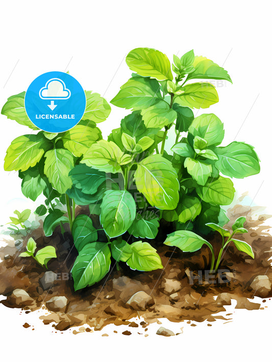 Mint In Garden - A Green Plant With Leaves