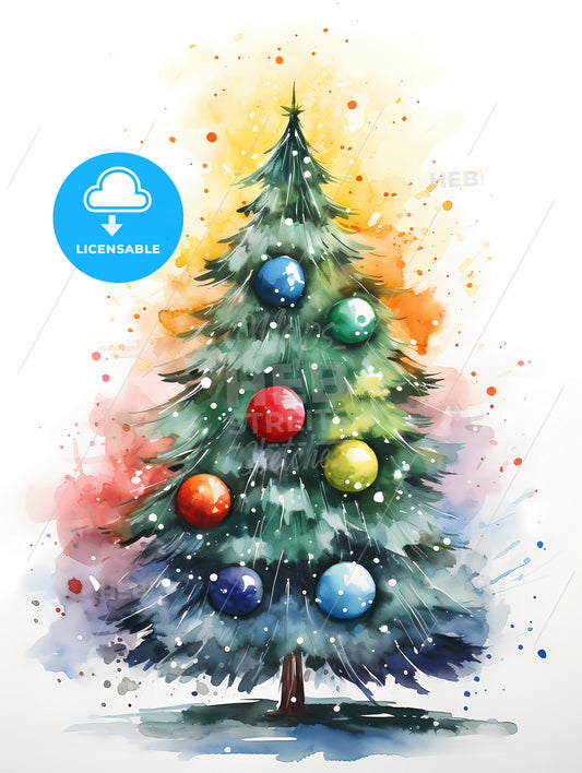 Holidays - A Watercolor Painting Of A Christmas Tree