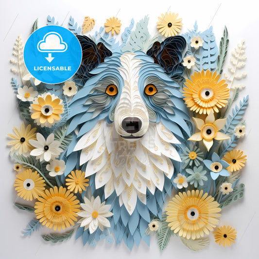 A Dog Made Out Of Paper Flowers